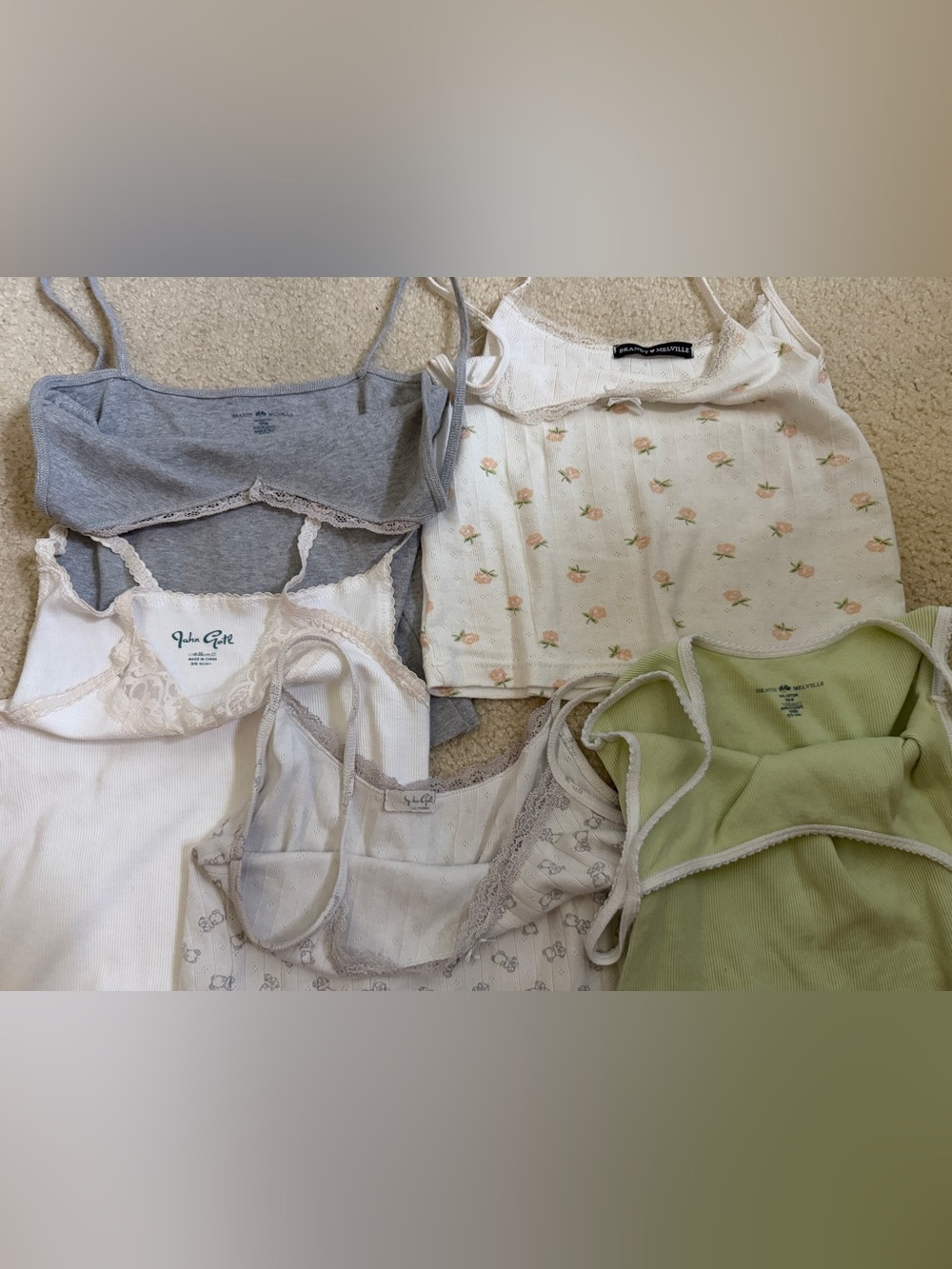 Brandy Melville Women’s Lace-Trim Ribbed Cami Tank Bundle of 5 - Picture 5 of 5